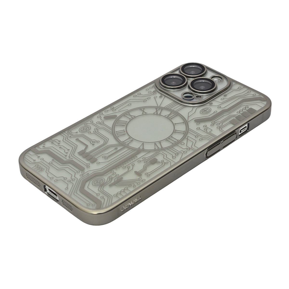 Futuristic Clock Circuit Pattern Phone Case for iPhone 13 Pro
