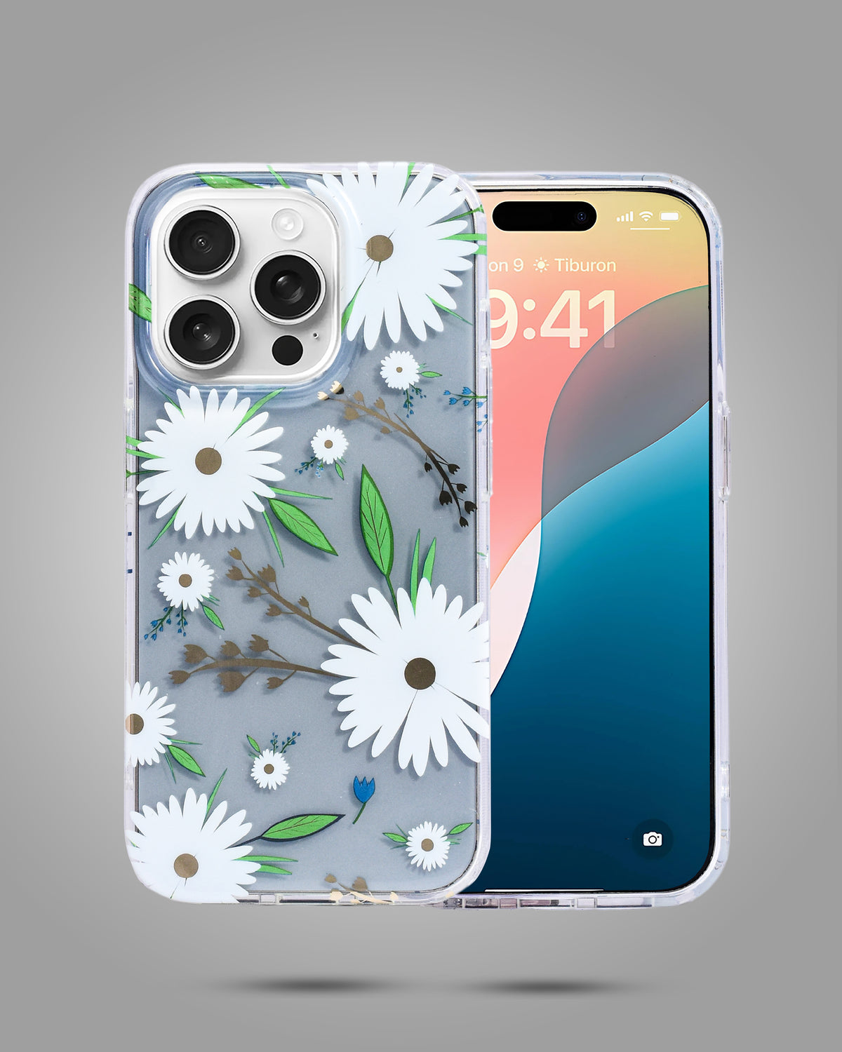 Transparent Floral Design Case For iPhone 15 Pro