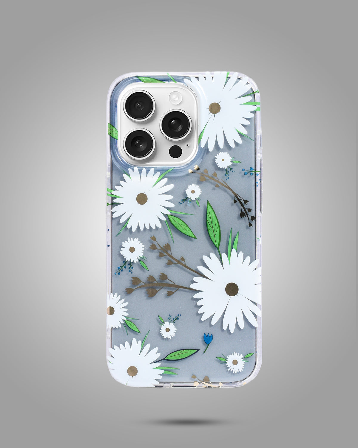 Transparent Floral Design Case For iPhone 15 Pro