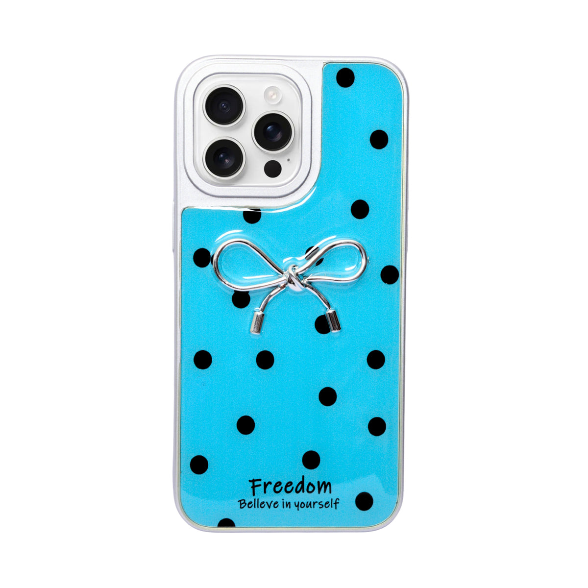 Stylish Polka Dot Bow Cover For iPhone 16 Pro Max