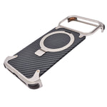 Frameless Carbon Fiber Metal Bumper Case with MagSafe Ring Stand Phone Case for iPhone 17 Pro Max