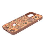 Bohemian Ethnic Print Cork Texture with Pearl Detail Phone Case for iPhone 13 Pro Max
