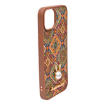 Bohemian Ethnic Print Cork Texture with Pearl Detail Phone Case for iPhone 14 Plus / 15 Plus