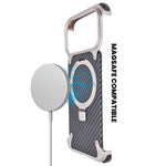 Frameless Carbon Fiber Metal Bumper Case with MagSafe Ring Stand Phone Case for iPhone 17 Pro Max