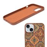 Bohemian Ethnic Print Cork Texture with Pearl Detail Phone Case for iPhone 14 Plus / 15 Plus