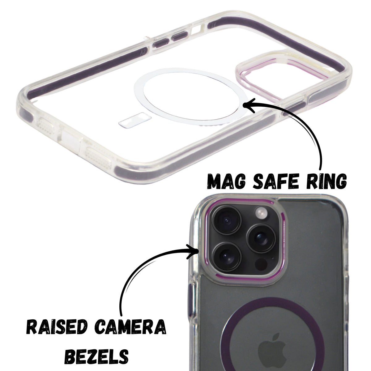 Transparent MagSafe with Colored Border Phone Case For iPhone 14 Pro