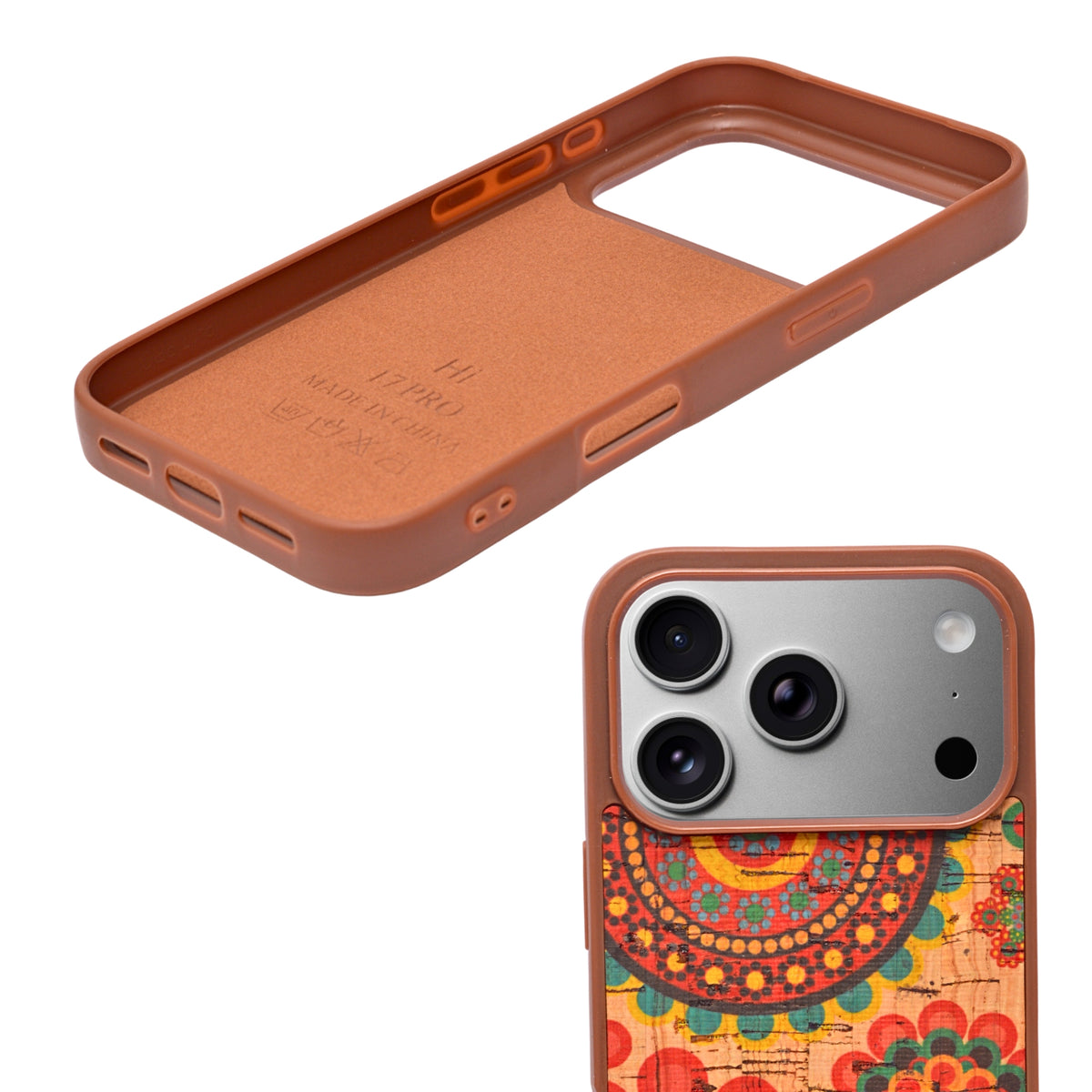 Bohemian Ethnic Print Cork Texture with Pearl Detail Phone Case for iPhone 17 Pro
