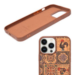 Bohemian Ethnic Print Cork Texture with Pearl Detail Phone Case for iPhone 13 Pro Max