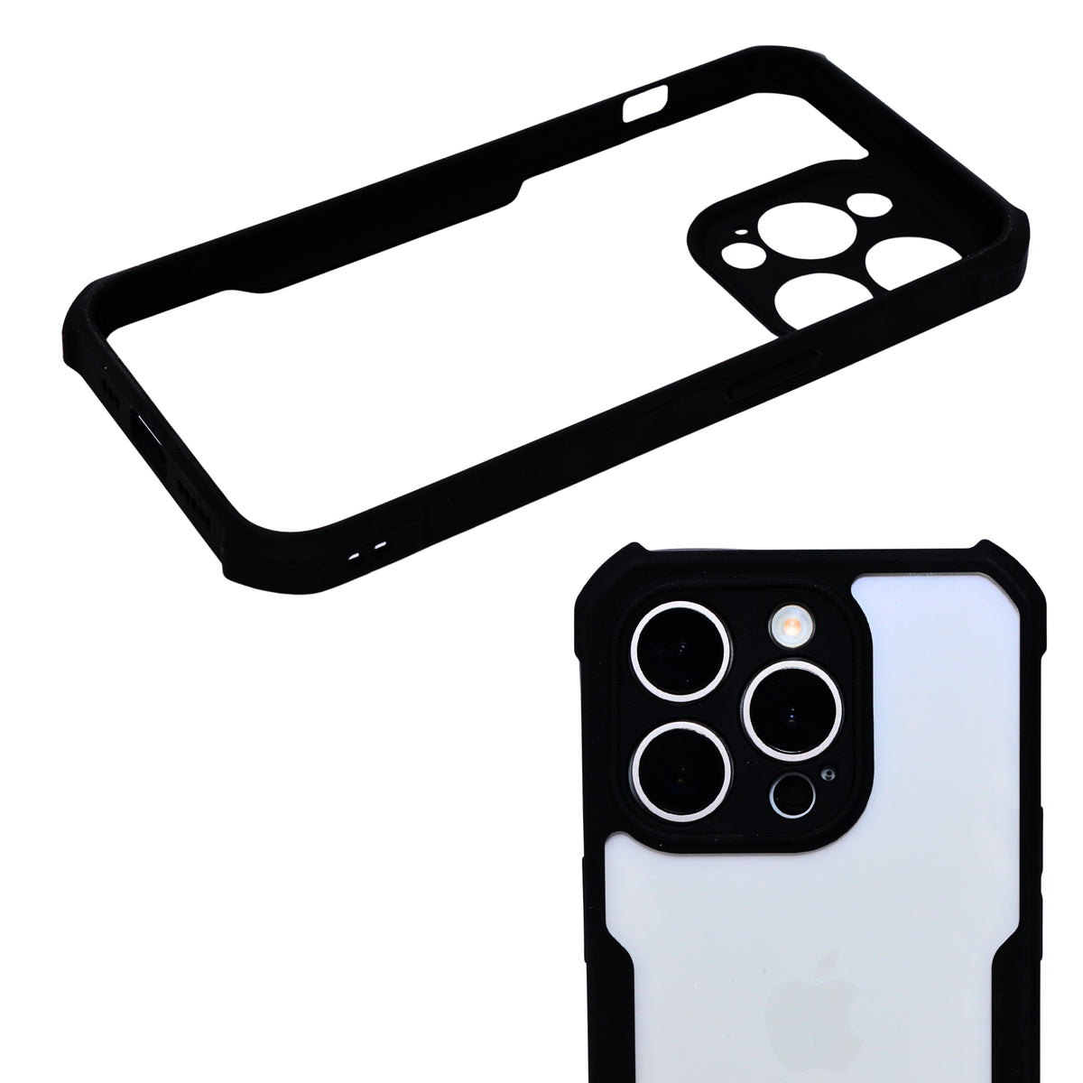 Rugged Clear Case with Black Bumper for iPhone 15 Pro
