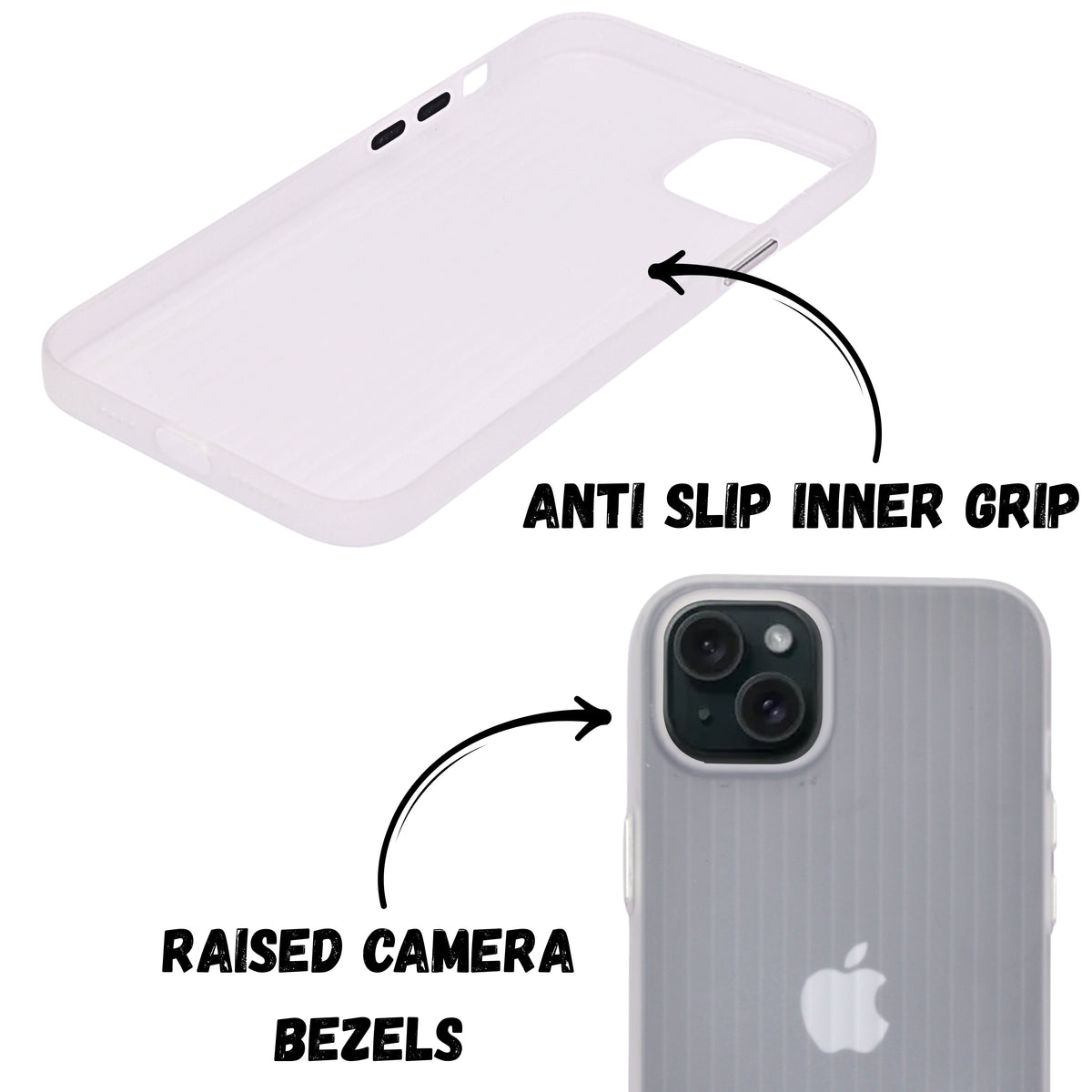 Hard Protective Striped Matte Finish Case for iPhone 14 Plus / 15 Plus