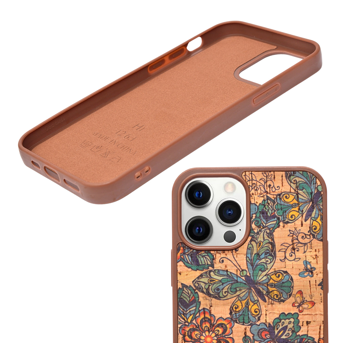 Bohemian Ethnic Print Cork Texture with Pearl Detail Phone Case for iPhone 12 / 12 Pro
