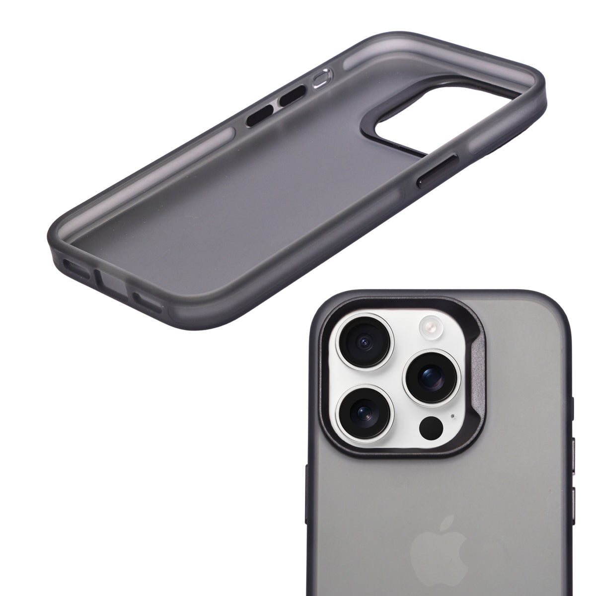 Matte Translucent with Raised Camera Frame Phone Case for iPhone 15 Pro