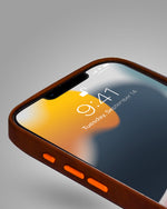 Velvet Leather Smooth With Metal Buttons & Camera Bezel Back Cover For iPhone 15 Pro
