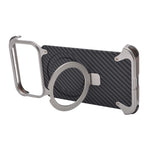 Frameless Carbon Fiber Metal Bumper Case with MagSafe Ring Stand Phone Case for iPhone 17 Pro Max