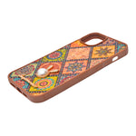 Bohemian Ethnic Print Cork Texture with Pearl Detail Phone Case for iPhone 14 Plus / 15 Plus