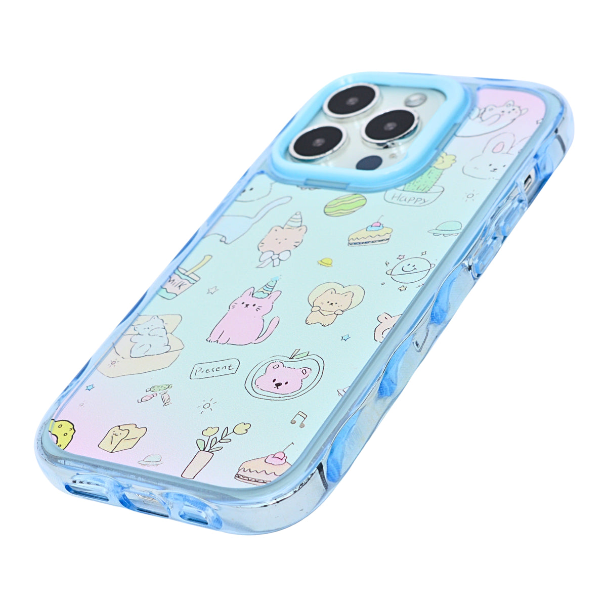 Cute Transparent Wavy Edge Phone Case for iPhone 14 Pro