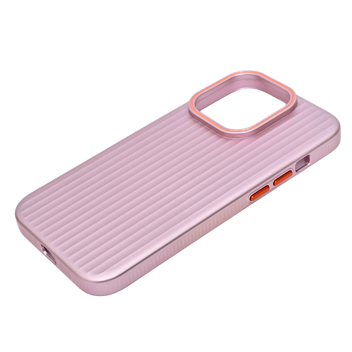 Corrugated Texture with Orange Accented Camera Frame Phone Case for iPhone 14 Pro