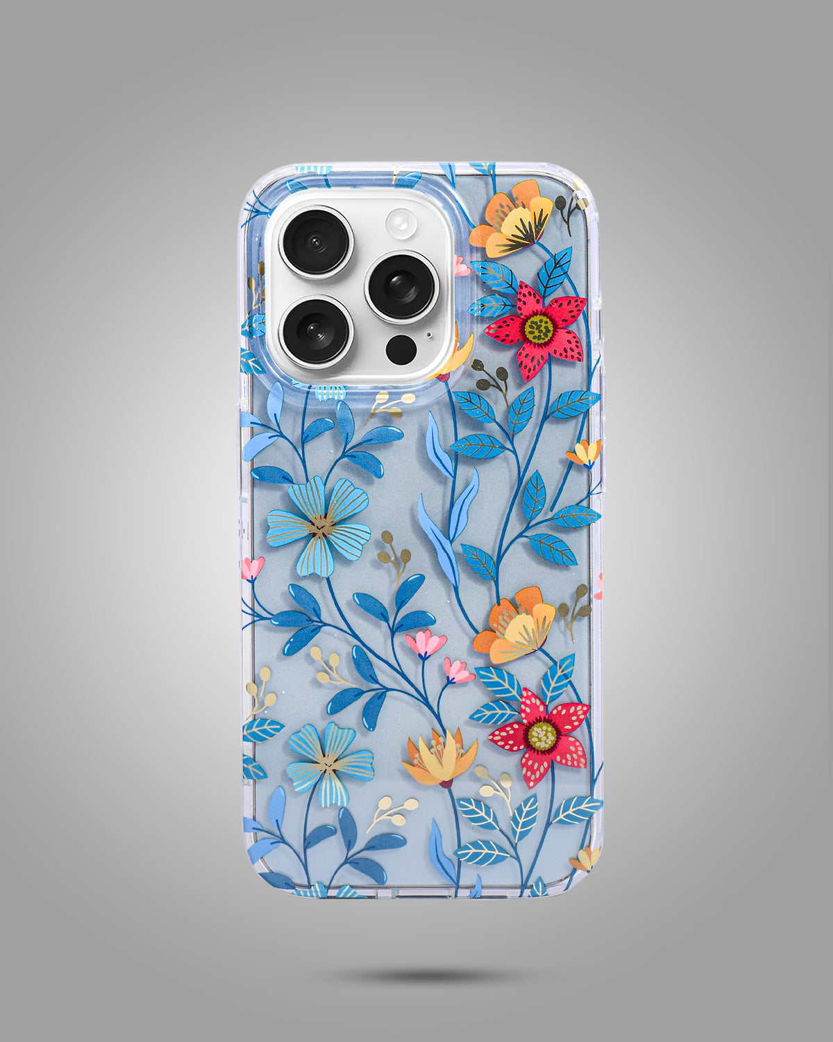 Transparent Floral Design Case For iPhone 15 Pro