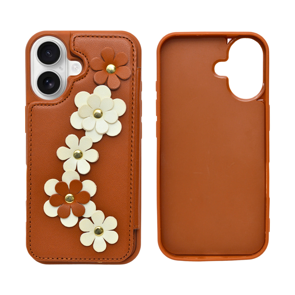 3D Flower Wallet Flip with Card Holder & Detachable Sling Phone Case for iPhone 16