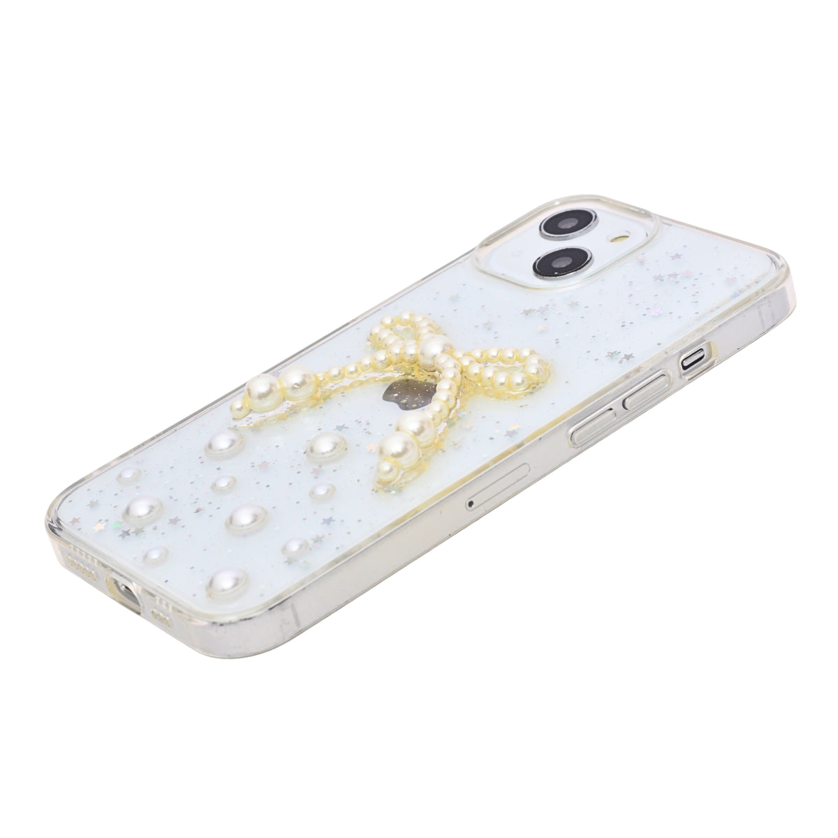 Elegant Pearl Bow Resin Glitter Phone Case for iPhone 13 / 14