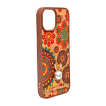 Bohemian Ethnic Print Cork Texture with Pearl Detail Phone Case for iPhone 15