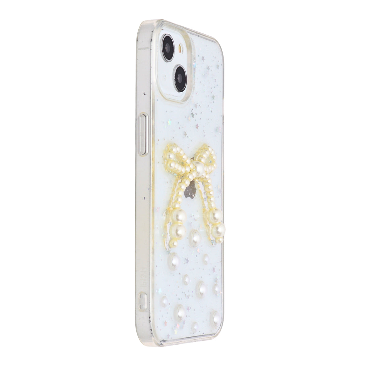 Elegant Pearl Bow Resin Glitter Phone Case for iPhone 13 / 14