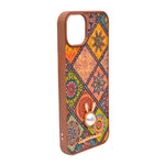 Bohemian Ethnic Print Cork Texture with Pearl Detail Phone Case for iPhone 14 Plus / 15 Plus