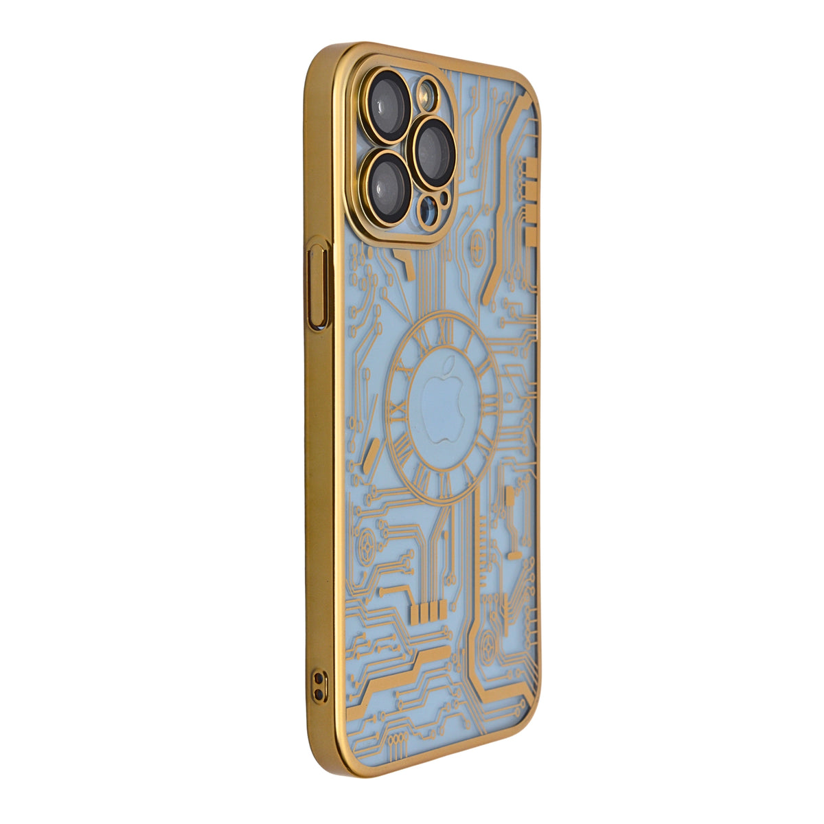 Futuristic Clock Circuit Pattern Phone Case for iPhone 13 Pro Max