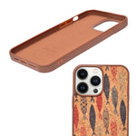 Bohemian Ethnic Print Cork Texture with Pearl Detail Phone Case for iPhone 13 Pro Max