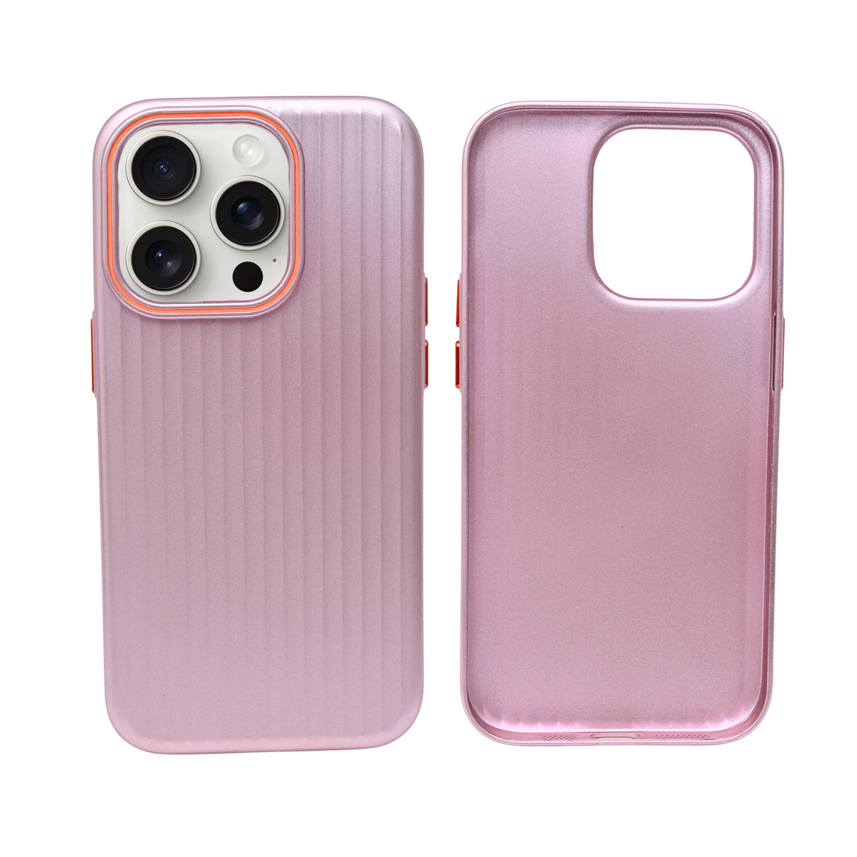 Corrugated Texture with Orange Accented Camera Frame Phone Case for iPhone 14 Pro