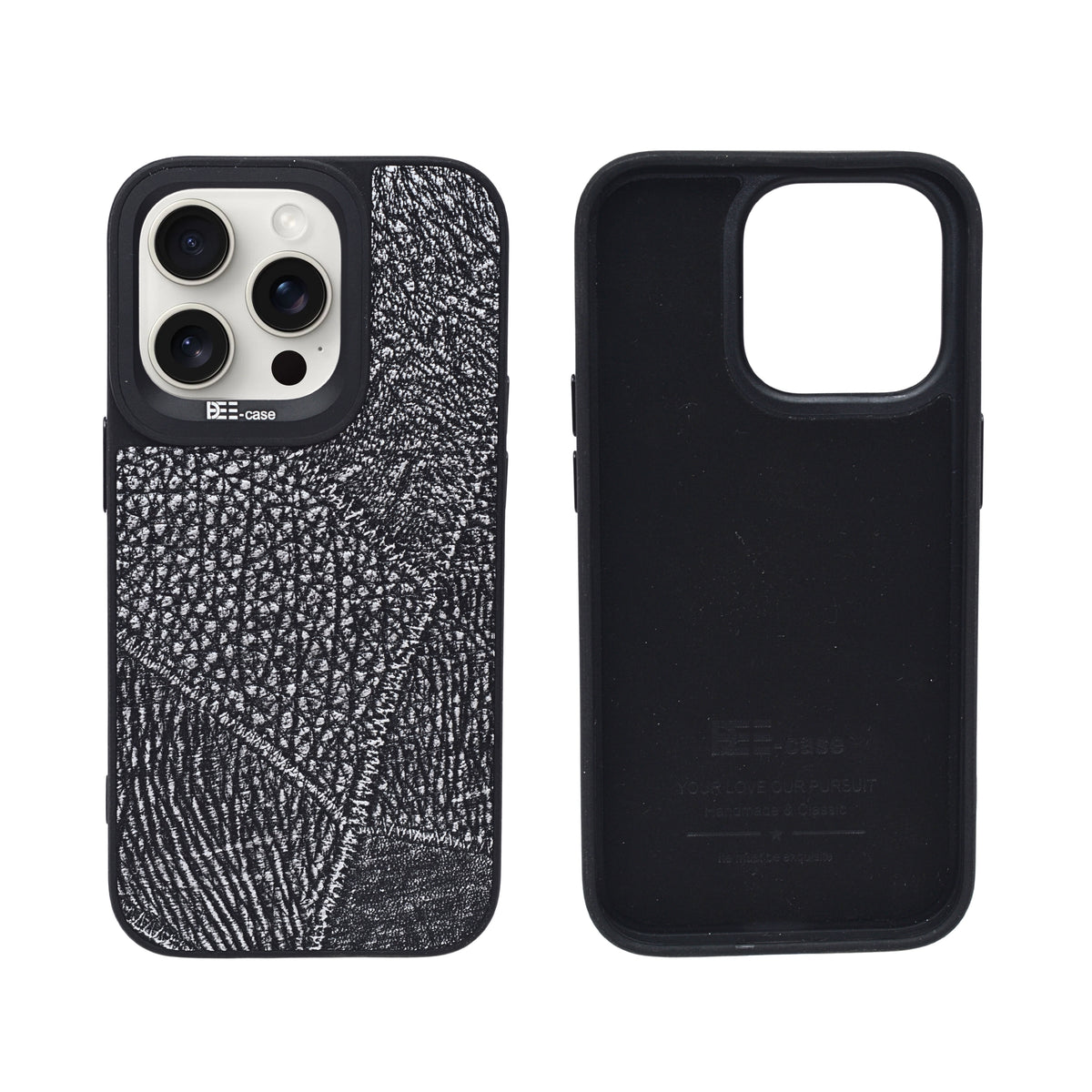Luxury Textured Leather Finish with Raised Camera Frame Phone Case for iPhone 14 Pro