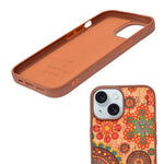 Bohemian Ethnic Print Cork Texture with Pearl Detail Phone Case for iPhone 15