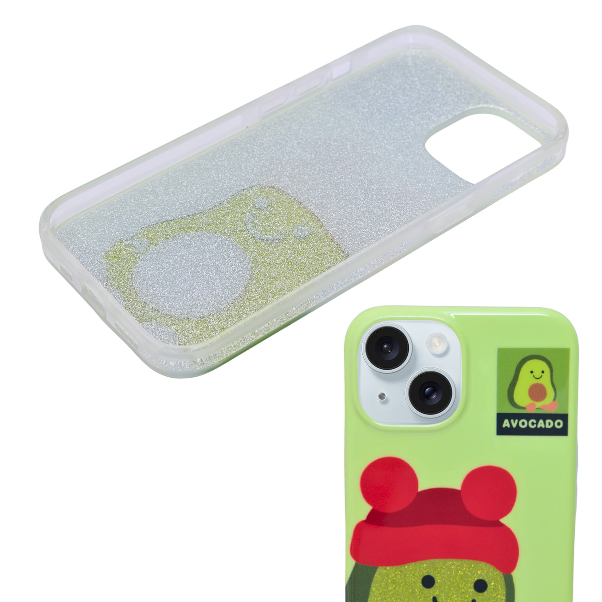 Cute Cartoon Avocado Design Soft Phone Case for iPhone 15