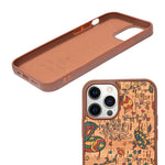 Bohemian Ethnic Print Cork Texture with Pearl Detail Phone Case for iPhone 12 / 12 Pro