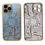 Futuristic Clock Circuit Pattern Phone Case for iPhone 13 Pro Max