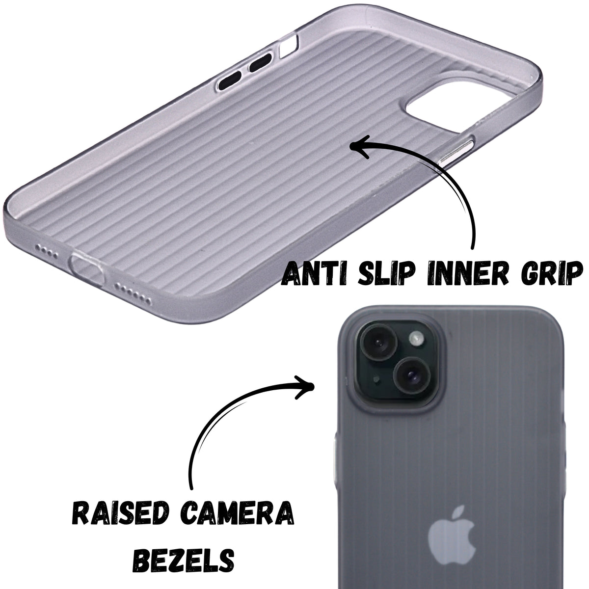 Hard Protective Striped Matte Finish Case for iPhone 14 Plus / 15 Plus