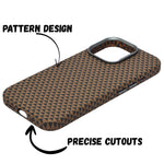 Geometric Carbon Fiber Texture with Metal Camera Frame Phone Case for iPhone 16 Pro