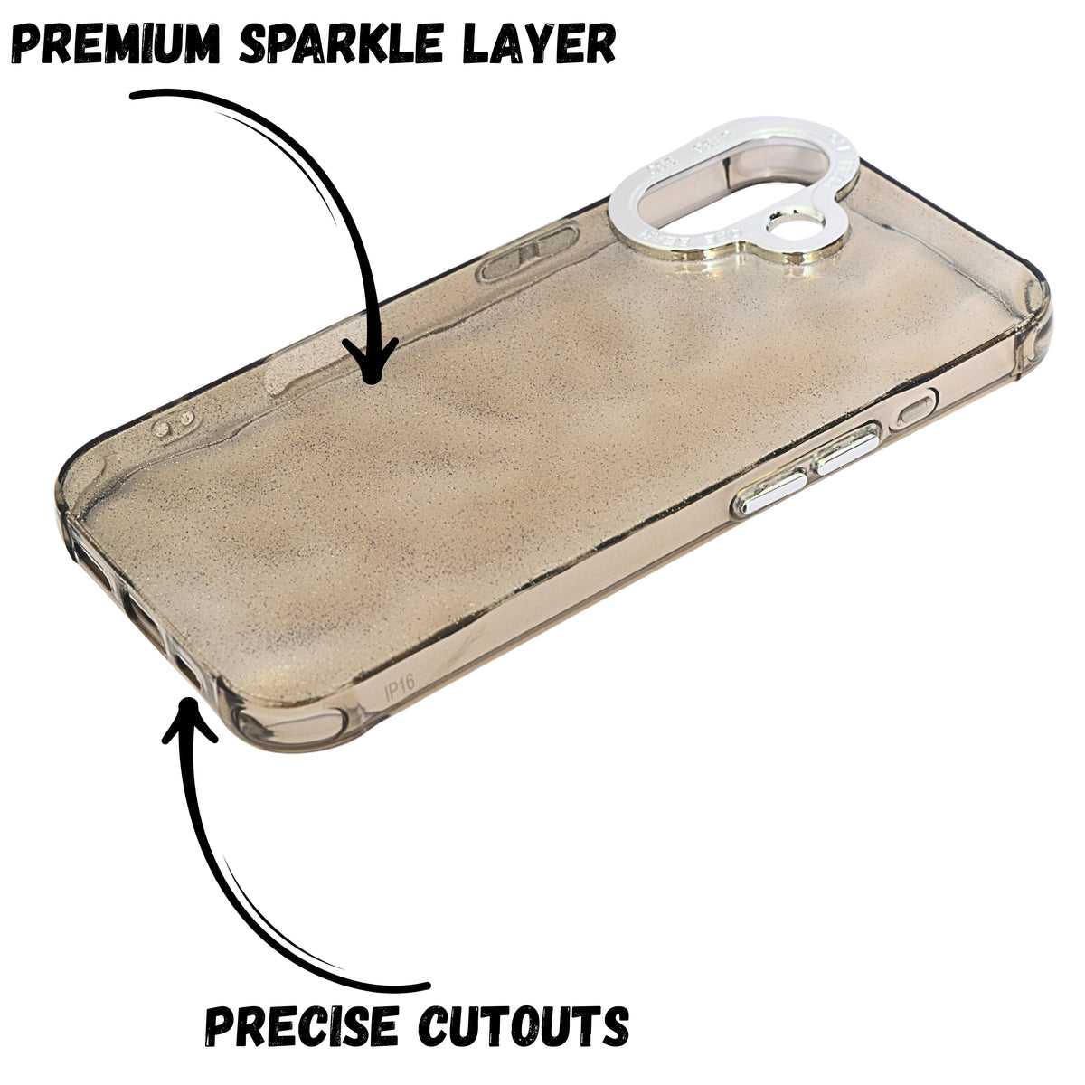 Oee Bear Glitter Transparent Phone Case For iPhone 16 Plus