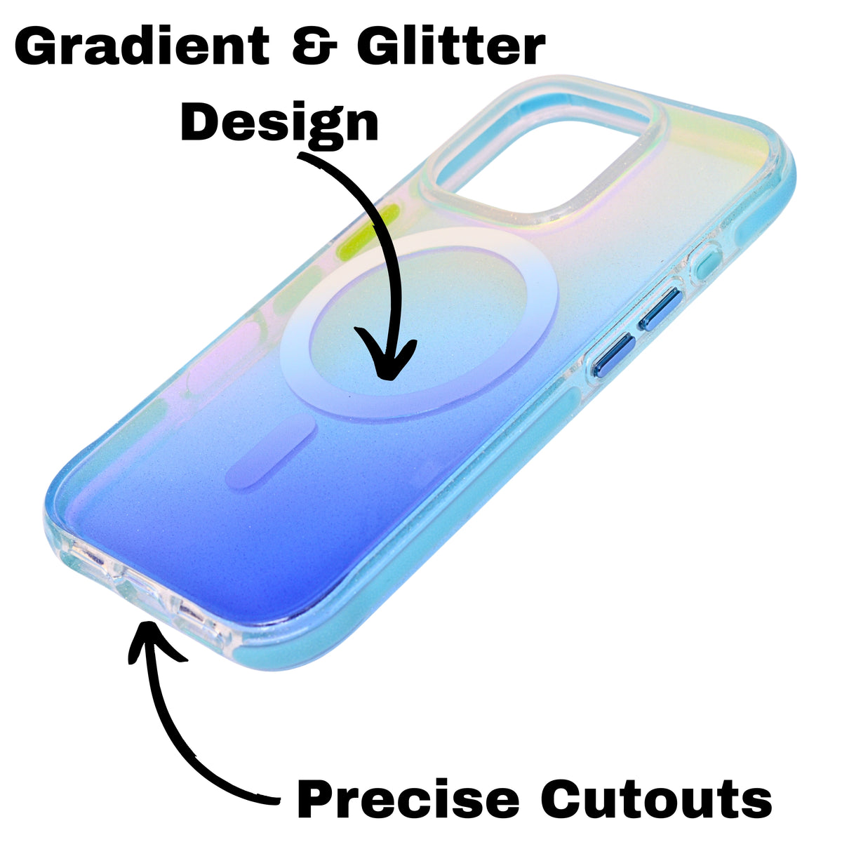 Glitter Gradient MagSafe Compatible Phone Case for iPhone 16 Pro