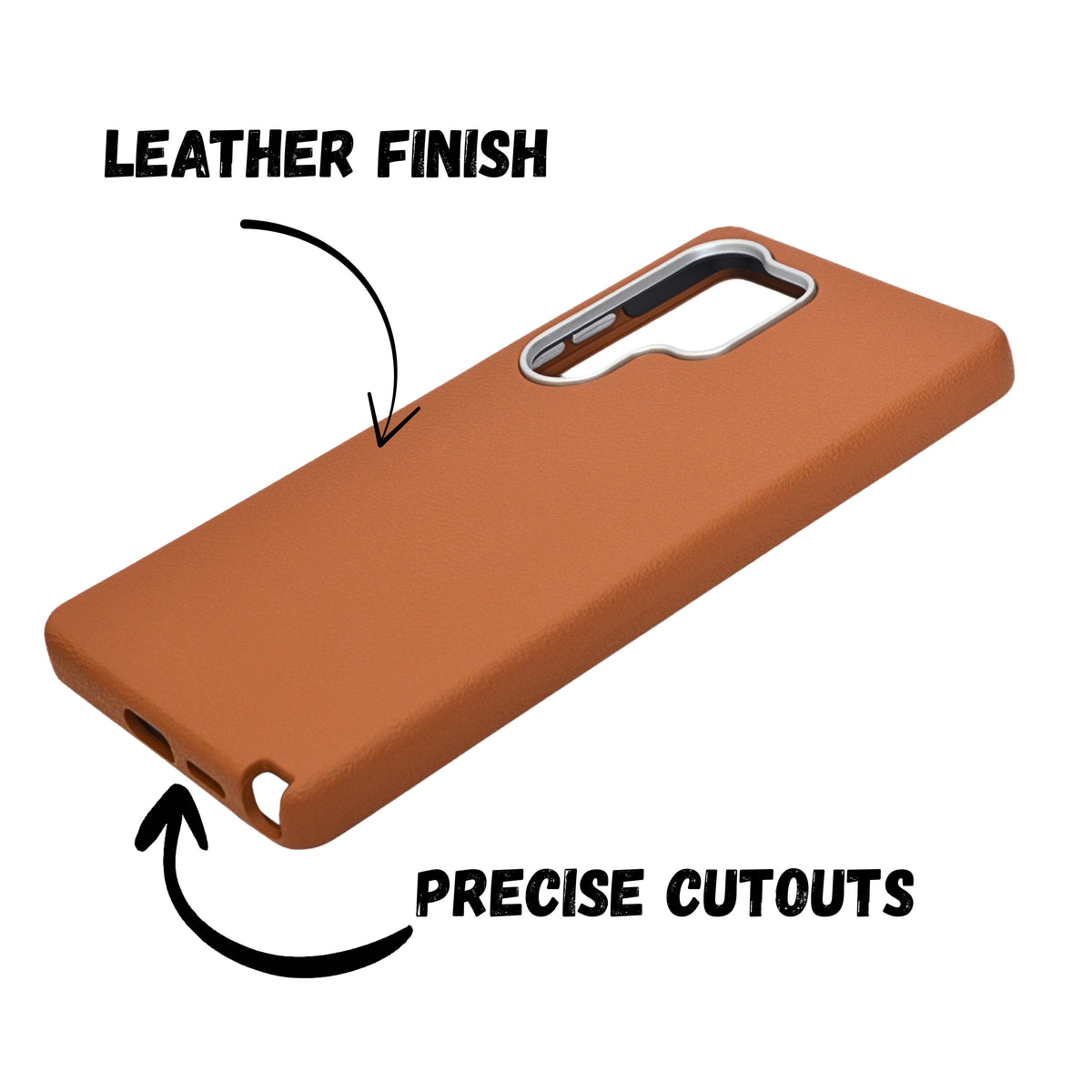 Premium Leather Texture with Metallic Camera Edge Phone Case for Samsung S25 Ultra