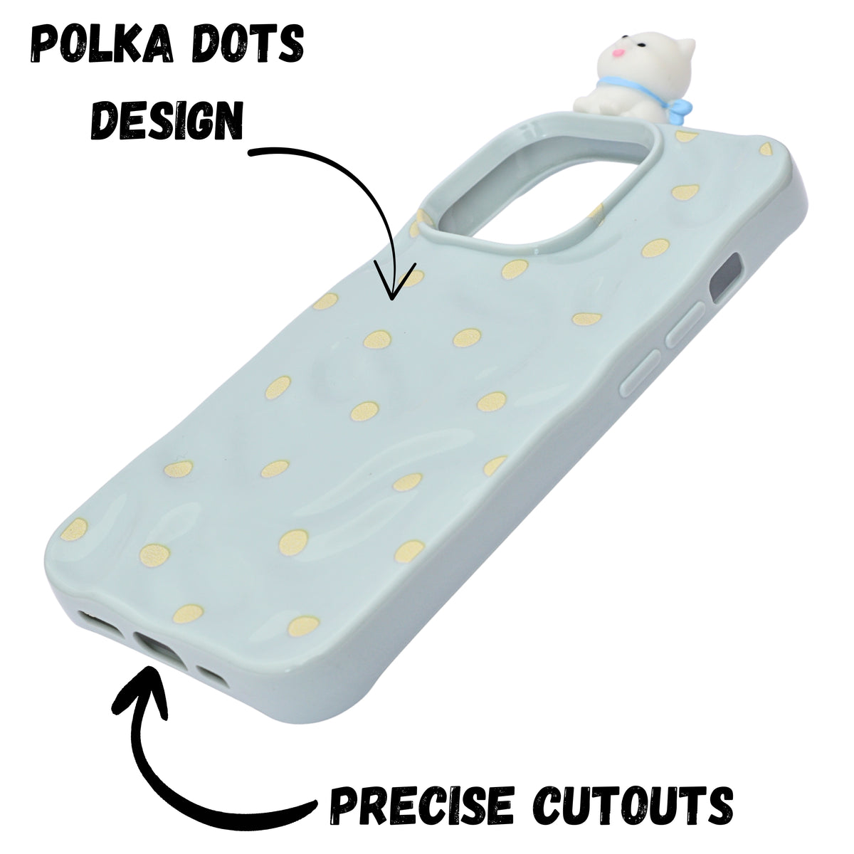 3D Cartoon Character with Polka Dots Soft Phone Case for iPhone 13 Pro