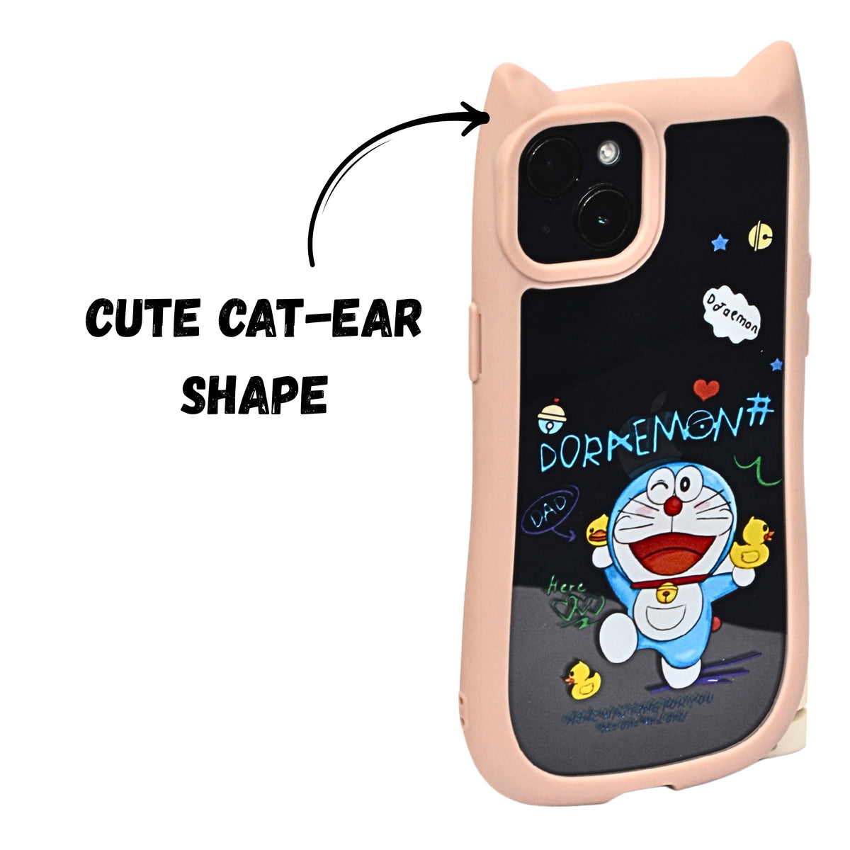 Cute Cartoon Phone Case with Cat Ears For iPhone 14Plus/15 Plus
