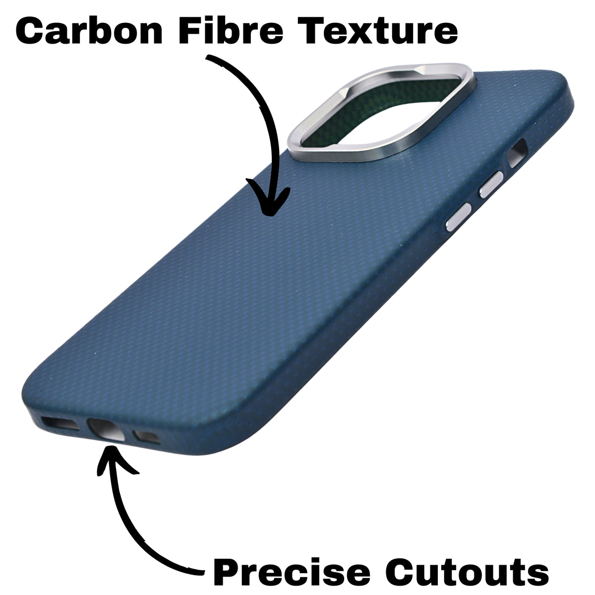 Carbon Fiber Texture MagSafe Compatible with Metal Camera Phone Case for iPhone 16 Pro Max