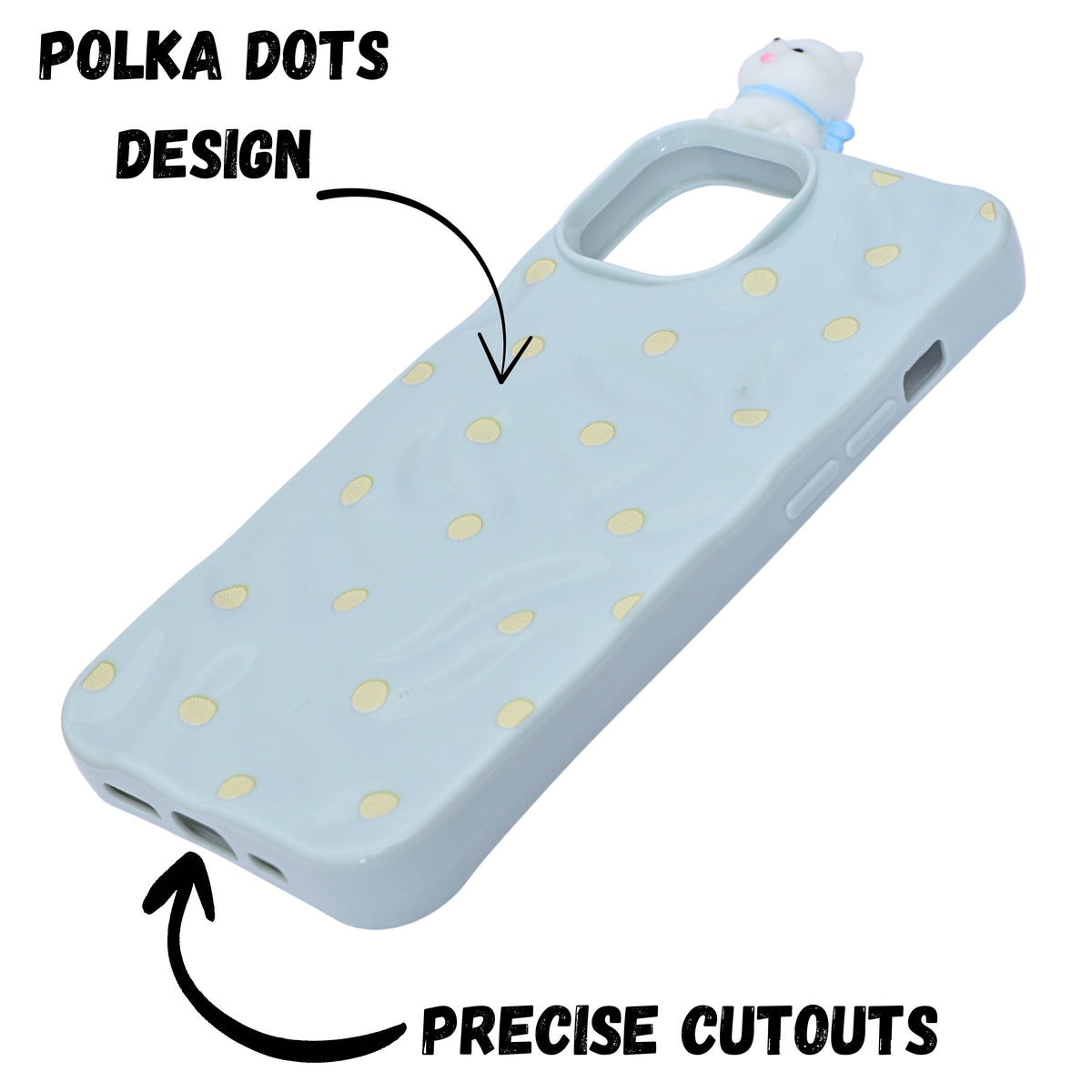 3D Cartoon Character with Polka Dots Soft Phone Case for iPhone 13/ 14