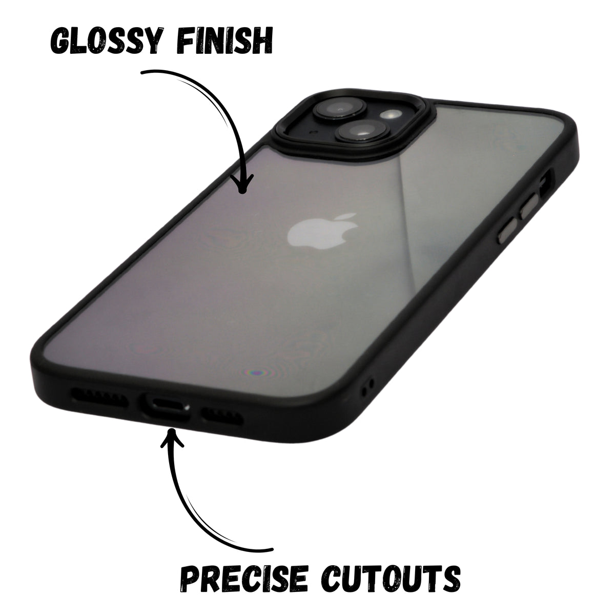 Transparent Hard back with Chrome Border Anti Slip Grip Phone Case for iPhone 14 Plus/15 Plus