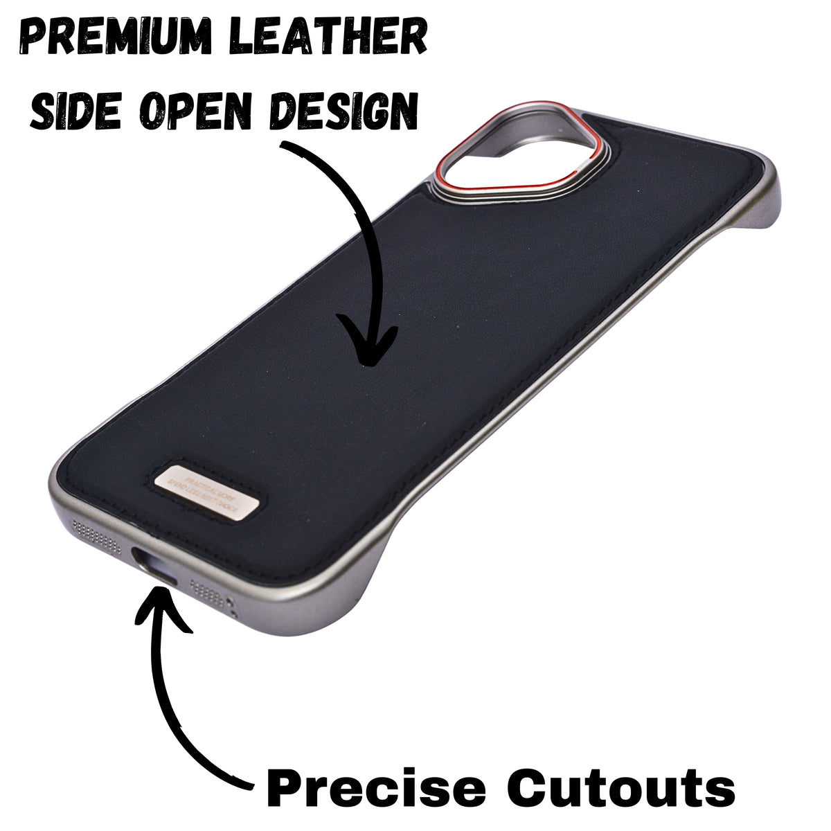 Premium Leather Finish with Metal Base Phone Case for iPhone 16 Plus