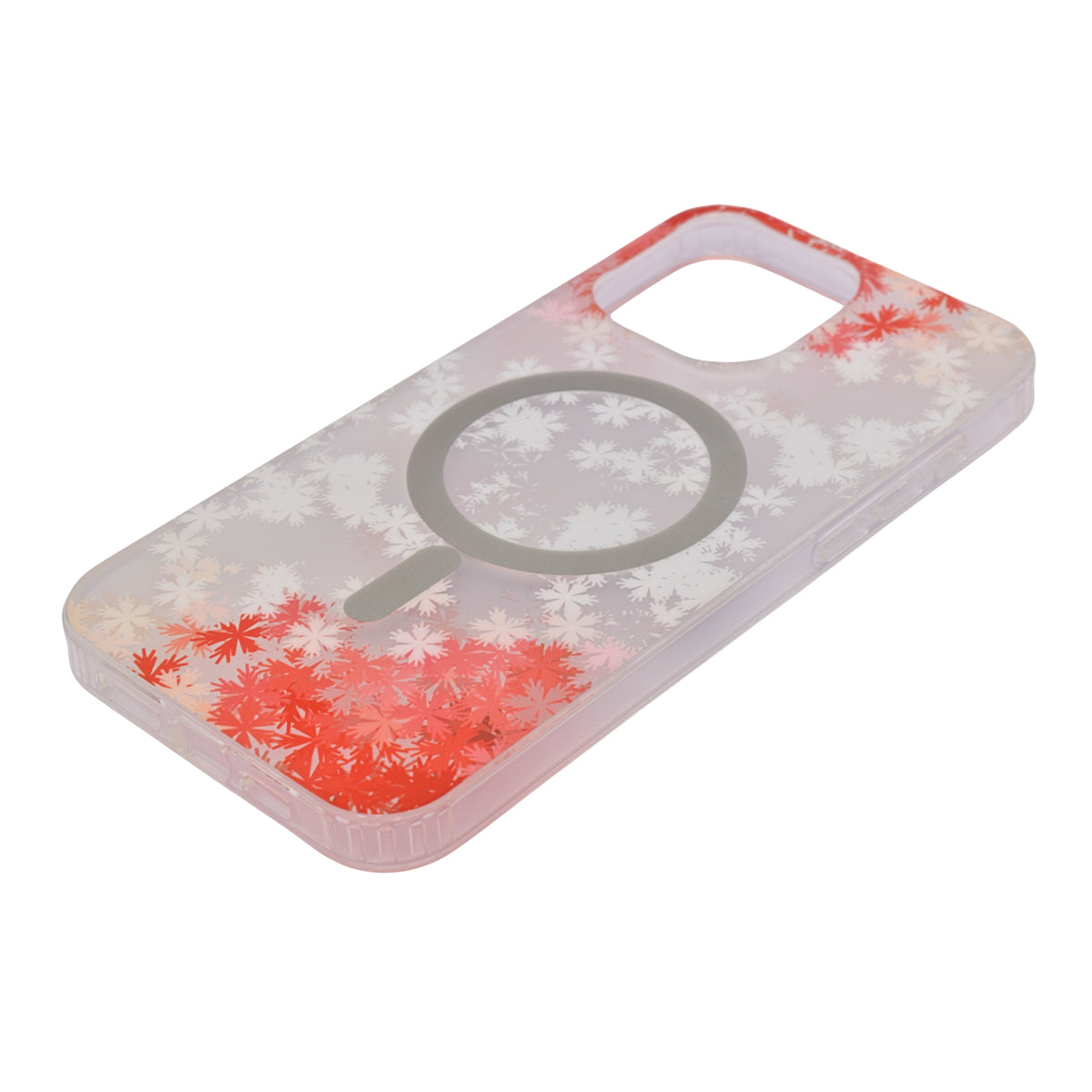 Transparent Floral MagSafe Compatible Phone Case for iPhone 15 Pro Max
