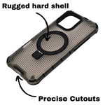 Frosted Corrugated Texture 360° Rotating MagSafe Kickstand Phone Case for iPhone 16 Pro