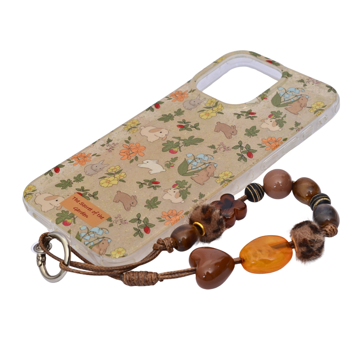 Floral Bunny Garden Design Case with Charms – for iPhone 15 Pro Max