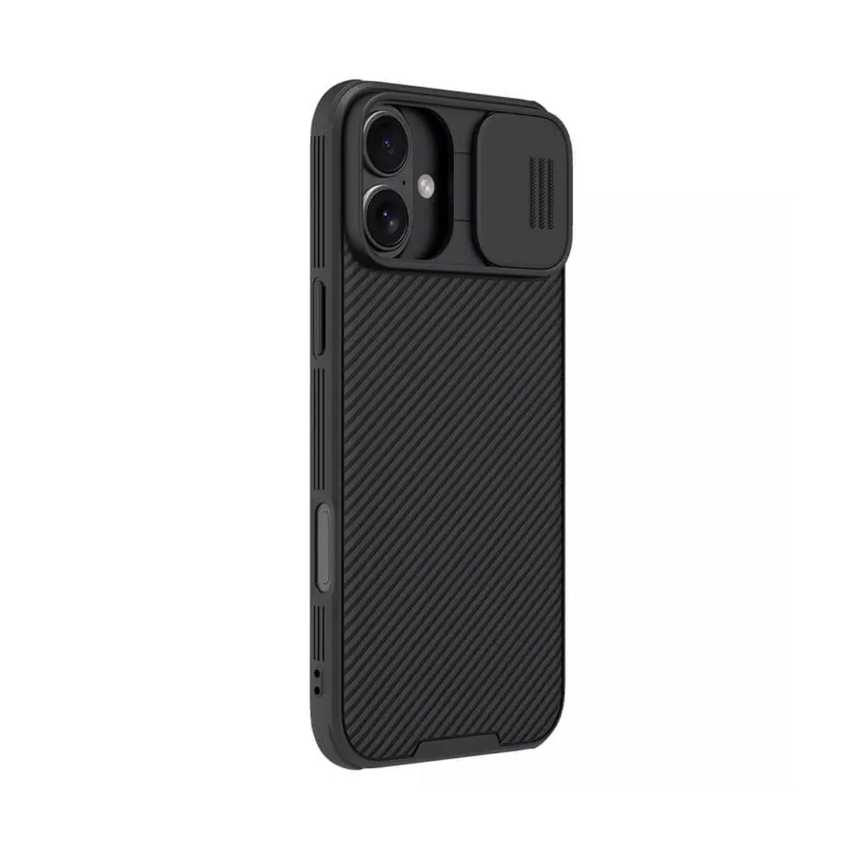 Carbon Texture with Sliding Camera Protector Phone Case for iPhone 16 Plus